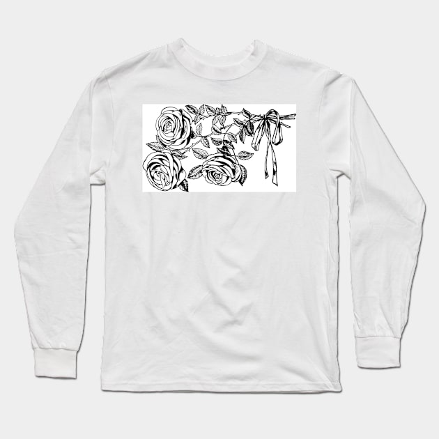 Black and white rose graphic Long Sleeve T-Shirt by Made the Cut